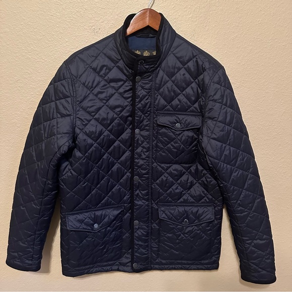 Barbour Jackets & Coats Barbour Mens Regent Quilted Navy Full Zip
